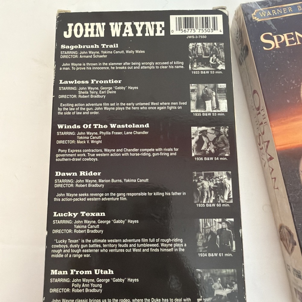 2 VHS John Wayne Western Classics And Spencer Tracy The Old Man And The Sea - Picture 4 of 6